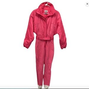 NILS Hot Pink Legging Ski Suit VTG 80’s Athleisure Winter Sports Stretchy Sz 8